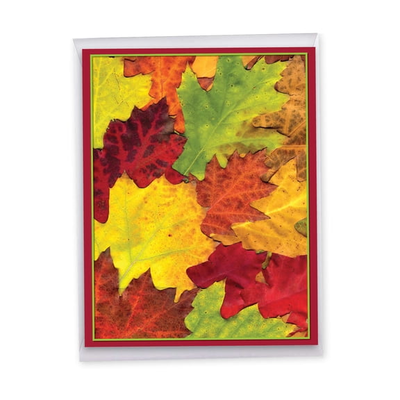 NobleWorks Jumbo Blank Greeting Card 8.5 x 11 Inch with Envelope (1 Pack) Oversize Jumbo Blank All Occasions Leaf a Message - Oak J2009IOCB