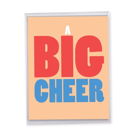 NobleWorks Jumbo Congratulations Greeting Card 8.5 x 11 Inch with Envelope (1 Pack) Oversize Jumbo Congats, Good Luck A Big Cheer J8229CGG
