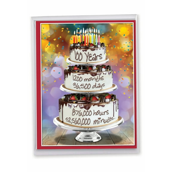 NobleWorks Jumbo Funny 100th Milestone Birthday Paper Card 8.5 x 11 Inch with Envelope (1 Pack) Large Jumbo Time Count 100 J9097MBG