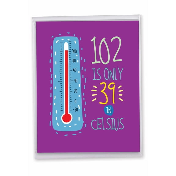 NobleWorks Jumbo Funny 102th Milestone Birthday Paper Card 8.5 x 11 Inch with Envelope (1 Pack) Big, Jumbo 102 In Celsius J2760MBG