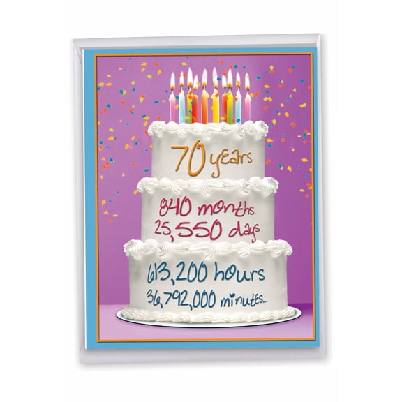 NobleWorks Jumbo Funny 70th Milestone Birthday Greeting Card 8.5 x 11 Inch with Envelope (1 Pack) Large Jumbo Time Count 70 J9094MBG