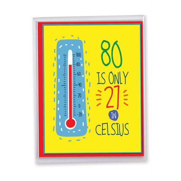 NobleWorks Jumbo Funny 80th Milestone Birthday Paper Card 8.5 x 11 Inch with Envelope (1 Pack) Big, Jumbo 80 In Celcius J9351MBG