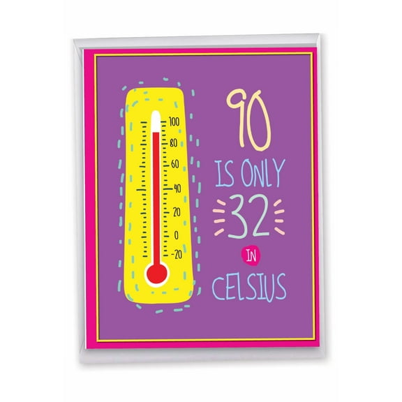 NobleWorks Jumbo Funny 90th Milestone Birthday Greeting Card 8.5 x 11 Inch with Envelope (1 Pack) Oversize Jumbo 90 In Celcius J9352MBG