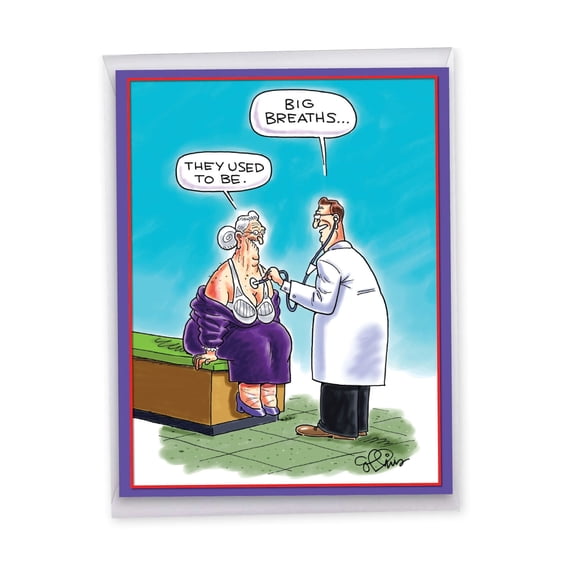 NobleWorks Jumbo Funny Birthday Greeting Card From Us 8.5 x 11 Inch with Envelope (1 Pack) Big, Jumbo Bday Big Breaths J4813BDG-US