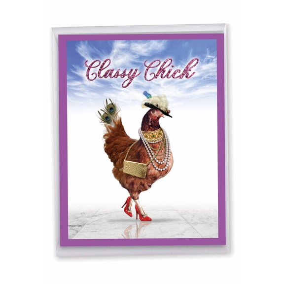 NobleWorks Jumbo Funny Birthday Greeting Card From Us 8.5 x 11 Inch with Envelope (1 Pack) Oversize Jumbo Bday Classy Chick J7230BDG-US