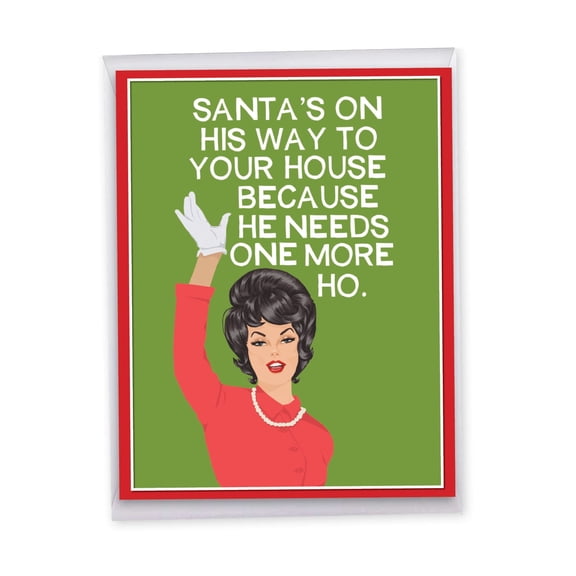 NobleWorks Jumbo Funny Christmas Paper Card From Us 8.5 x 11 Inch with Envelope (1 Pack) Oversize Jumbo Merry Christmas Holiday One More Ho J2925XSG-US