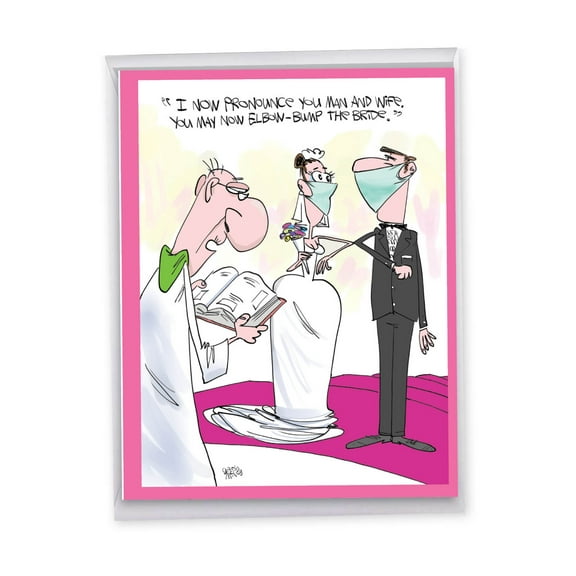 NobleWorks Jumbo Funny Wedding Congratulations Greeting Card 8.5 x 11 Inch with Envelope (1 Pack) Large Jumbo Congrats, Thank You Elbow Bump J9175WDG