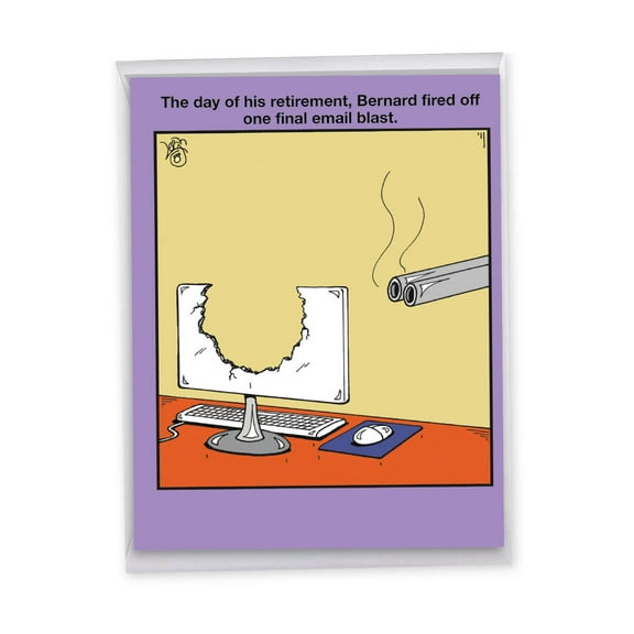 NobleWorks Jumbo Hysterical Retirement Greeting Card From Us 8.5 x 11 Inch with Envelope (1 Pack) Large Jumbo Co-Worker, Good Luck Email Blast J2636RTG-US SF1