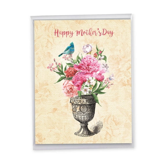 NobleWorks Jumbo Mother's Day Greeting Card 8.5 x 11 Inch with Envelope (1 Pack) Big, Jumbo Mom Blooming Urns J6585HMDG