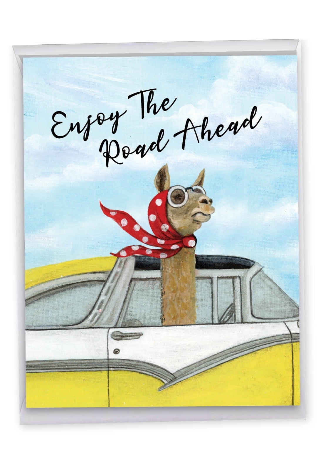 NobleWorks Jumbo Retirement Paper Card 8.5 x 11 Inch with Envelope (1 Pack) Oversize Jumbo Co-Worker, Good Luck Driving Divas J9276ARTG