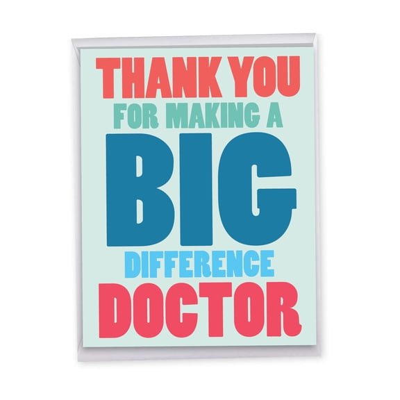 NobleWorks Jumbo Thank You Greeting Card From Us 8.5 x 11 Inch with Envelope (1 Pack) Large Jumbo Big Difference Doctor J8192TYG-US