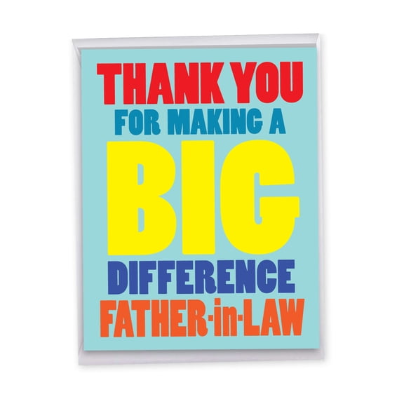 NobleWorks Jumbo Thank You Greeting Card From Us 8.5 x 11 Inch with Envelope (1 Pack) Oversize Jumbo Big Difference Father-in-Law J8209TYG-US