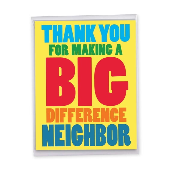 NobleWorks Jumbo Thank You Paper Card From Us 8.5 x 11 Inch with Envelope (1 Pack) Big, Jumbo Big Difference Neighbor J8165TYG-US