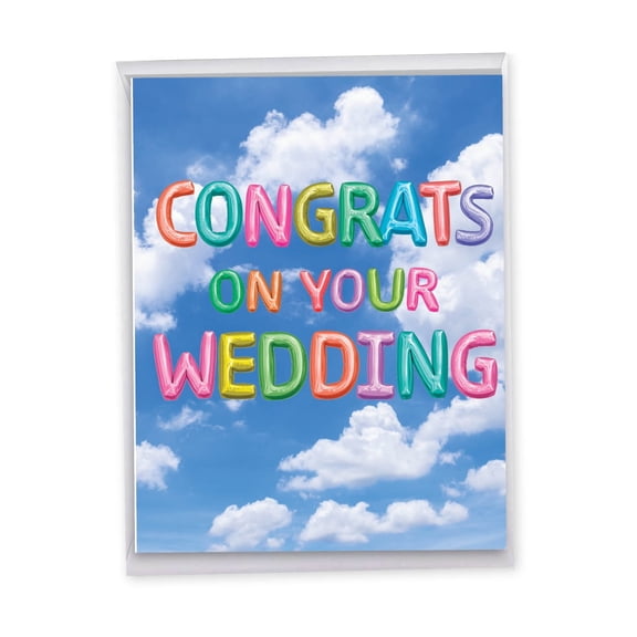 NobleWorks Jumbo Wedding Congratulations Greeting Card From Us 8.5 x 11 Inch with Envelope (1 Pack) Big, Jumbo Congrats, Thank You Inflated Messages J5651BBWDG-US