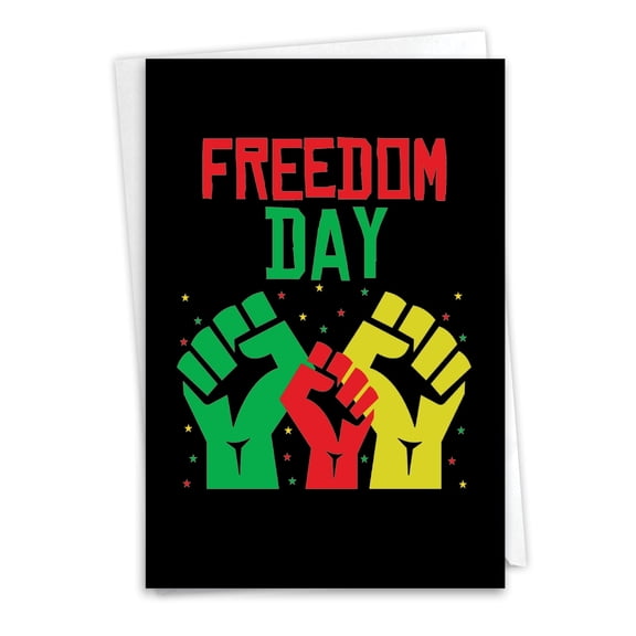 NobleWorks Juneteenth Greeting Card with 5 x 7 Inch Envelope (1 Card) Freedom Forever - Fists C10984GJTG