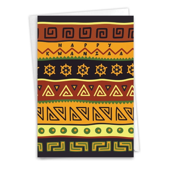 NobleWorks Kwanzaa Greeting Card with 5 x 7 Inch Envelope (1 Card) African Motifs C6116CKWG