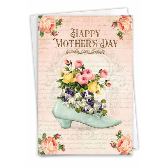 NobleWorks Mother's Day Greeting Card with 5 x 7 Inch Envelope (1 Card) Mom Floral Shoes - Pump C10310FMDG