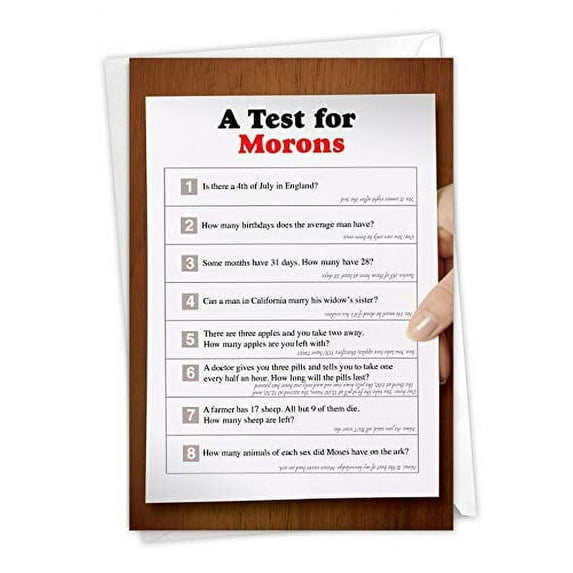 NobleWorks NobleWorks - 1 Funny Graduation Greeting Card - Congrats for Graduate, Notecard Stationery for School, College - Test for Morons 7216