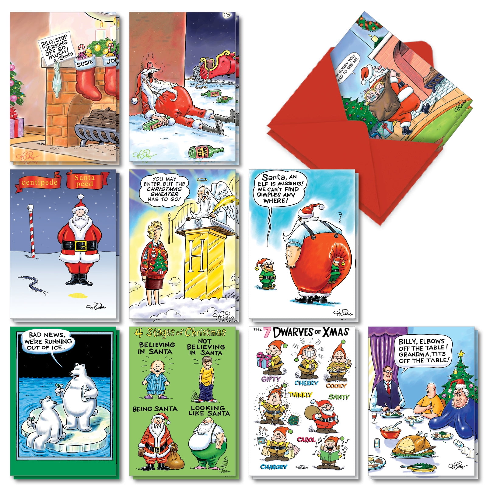 NobleWorks - NobleWorks - Assortment of 20 Boxed Christmas Cards with Envelopes (10 Designs, 2 Each) (Greeting Card)