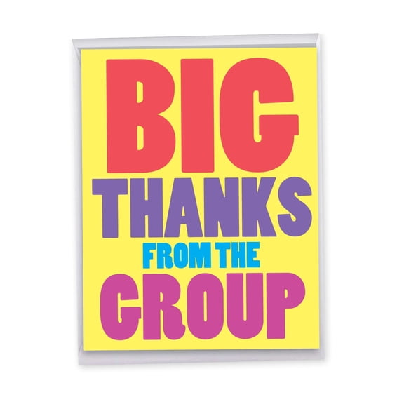 NobleWorks Oversize Thank You Greeting Card (Group) 8.5 x 11 Inch with Envelope (1 Pack) Big, Jumbo From The Group J8233TYG-US