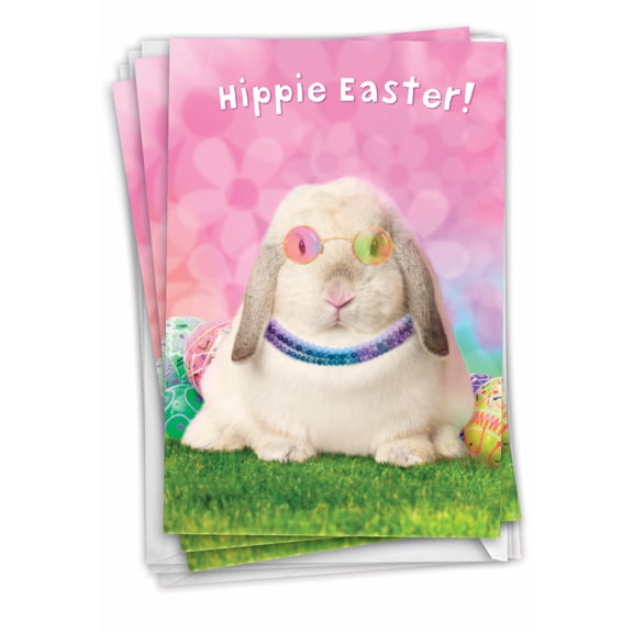 NobleWorks Pack of 3 Funny Easter Greeting Cards with Envelopes (1 Design, 3 Each) Hippie Rabbit C9226EAG-C3x1