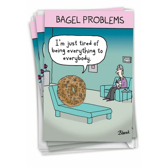 NobleWorks Pack of 3 Funny Mother's Day Greeting Cards with Envelopes (1 Design, 3 Each) Bagel Problems C9210MDG-C3x1
