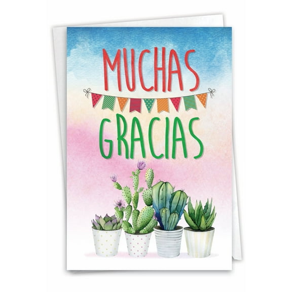 NobleWorks Spanish Thank You Greeting Card with 5 x 7 Inch Envelope (1 Card) Con Agradecimiento C8829TYG-SL
