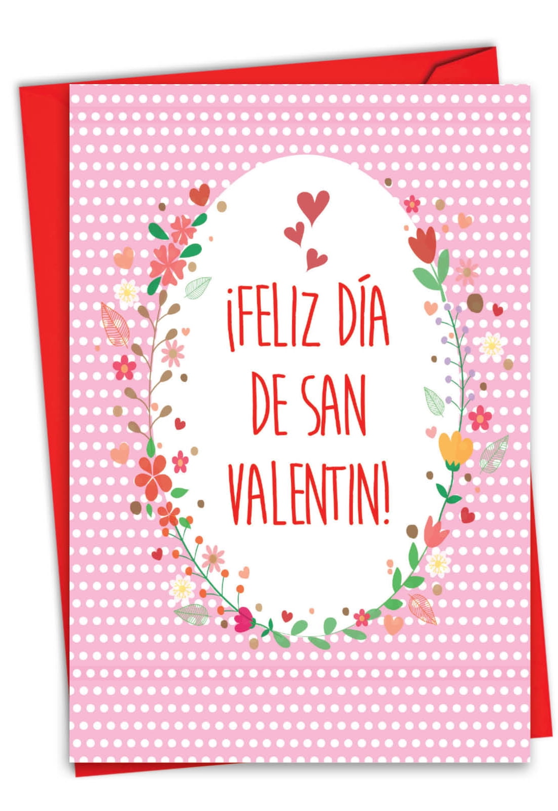 NobleWorks Spanish Valentine's Day Greeting Card with 5 x 7 Inch Envelope (1 Card) Feliz Dia de San Valentin C8864VDG-SL