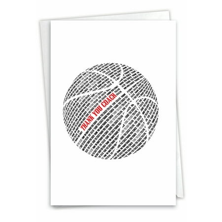 NobleWorks Thank You Greeting Card (Coach, Team) with 5 x 7 Inch Envelope (1 Card) Basketball Coach C2281TYG
