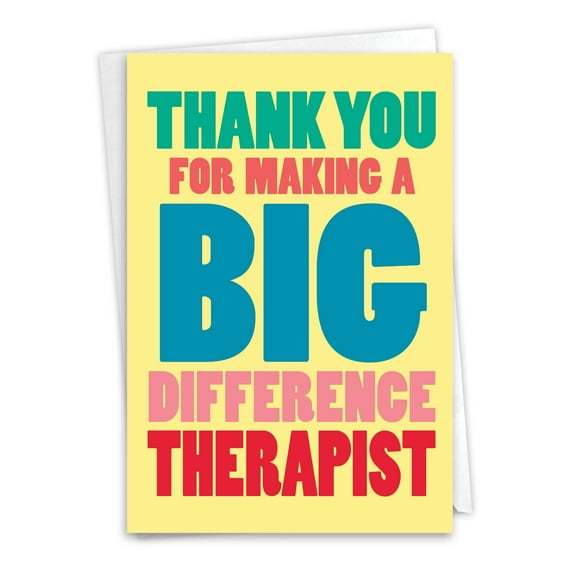NobleWorks Thank You Greeting Card (Therapist) with 5 x 7 Inch Envelope (1 Card) Big Difference Therapist C8207TYG