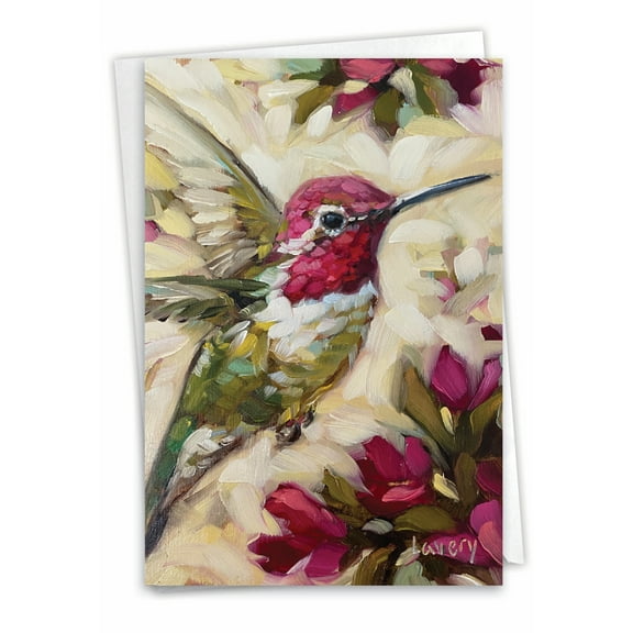 NobleWorks Thank You Greeting Card with 5 x 7 Inch Envelope (1 Card) Bold Birds - Hummingbird C10347ATYG