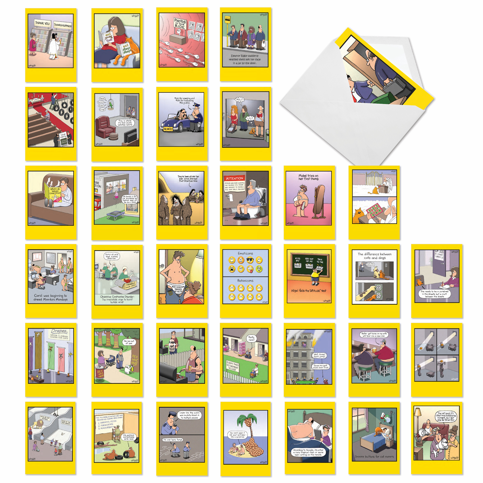 NobleWorks Whyatt's Wide Variety - Pack of 36 Mixed Occasions - Greeting Cards with Envelopes (4.63 x 6.75 Inch) - AC9382XXG-B1x36