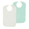 thumbnail image 1 of Nobles 3 Pack Adult Bib Washable Reusable Waterproof Clothing Protector with Vinyl Barrier 18" x 30" Adjustable Snap Closure (White with Green Backing), 1 of 4