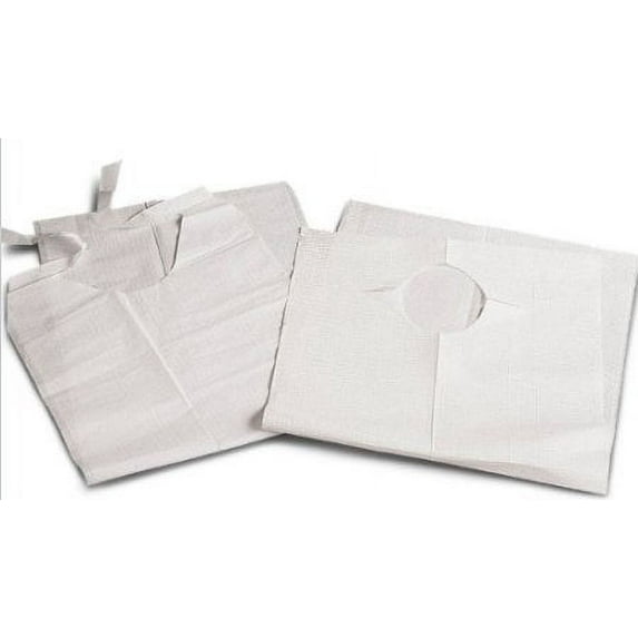 Nobles Adult Disposable Tissue/poly-backed Bibs Slipover White (Case of 150)