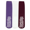 thumbnail image 1 of Nobles Assorted Anti Skid/ No Slip Hospital Gripper Socks, Great for adults, men, women. Designed for medical hospital patients but great for everyone (3 Pairs Purple, White, & Maroon), 1 of 2