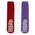 thumbnail image 1 of Nobles Assorted Anti Skid/ No Slip Hospital Gripper Socks, Great for adults, men, women. Designed for medical hospital patients but great for everyone (3 Pairs Red, White, & Purple), 1 of 2