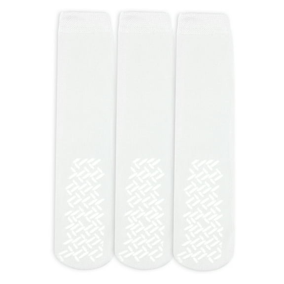 Nobles Assorted Anti Skid/ No Slip Hospital Gripper Socks, Great for adults, men, women. Designed for medical hospital patients but great for everyone (3 Pairs White)