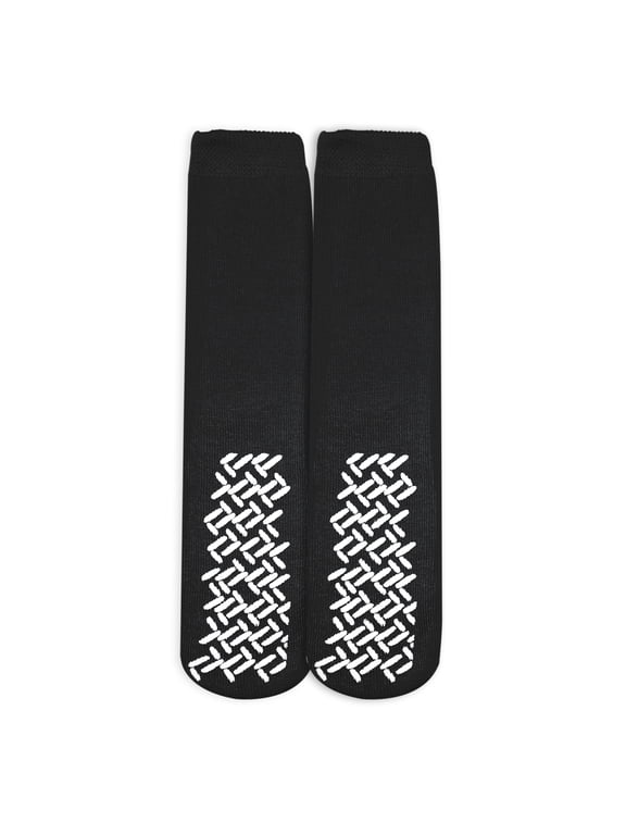 Nobles Assorted Anti Skid/ No Slip Hospital Gripper Socks, Great for adults, men, women. Designed for medical hospital patients but great for everyone (2 Pack Black)