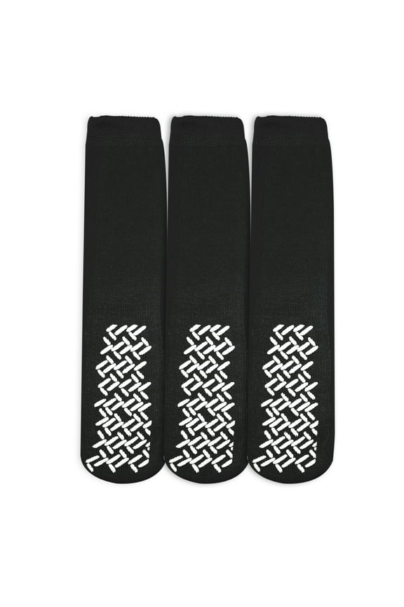 Nobles Assorted Anti Skid/ No Slip Hospital Gripper Socks, Great for adults, men, women. Designed for medical hospital patients but great for everyone (3 Pairs Black)