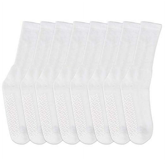 Nobles Assorted Diabetic Anti Skid/ No Slip Hospital Gripper Socks, Great for adults, men, women. Designed for medical hospital patients but great for everyone (Size 13-15 - 9 Pairs White)