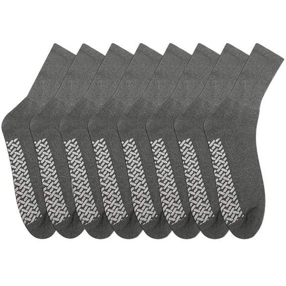 Nobles Assorted Diabetic Anti Skid/ No Slip Hospital Gripper Socks, Great for adults, men, women. Designed for medical hospital patients but great for everyone (Size 9-11- 9 Pairs Grey)