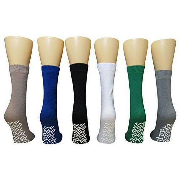 Nobles Assorted Non Skid Non Slip Hospital Gripper Socks 6 Pairs 6 Colors (Men's Colors)
