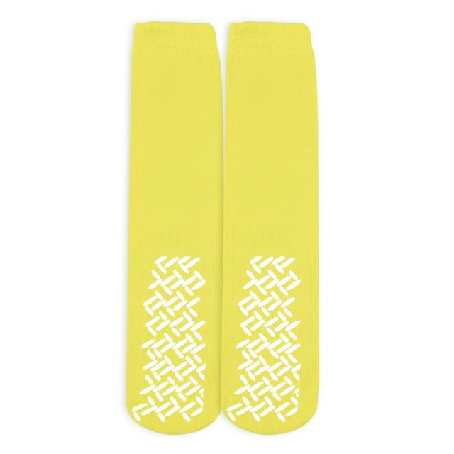 Nobles Assorted Non Skid Non Slip Hospital Gripper Socks Made in USA 1 Pair (Yellow Ladies Color