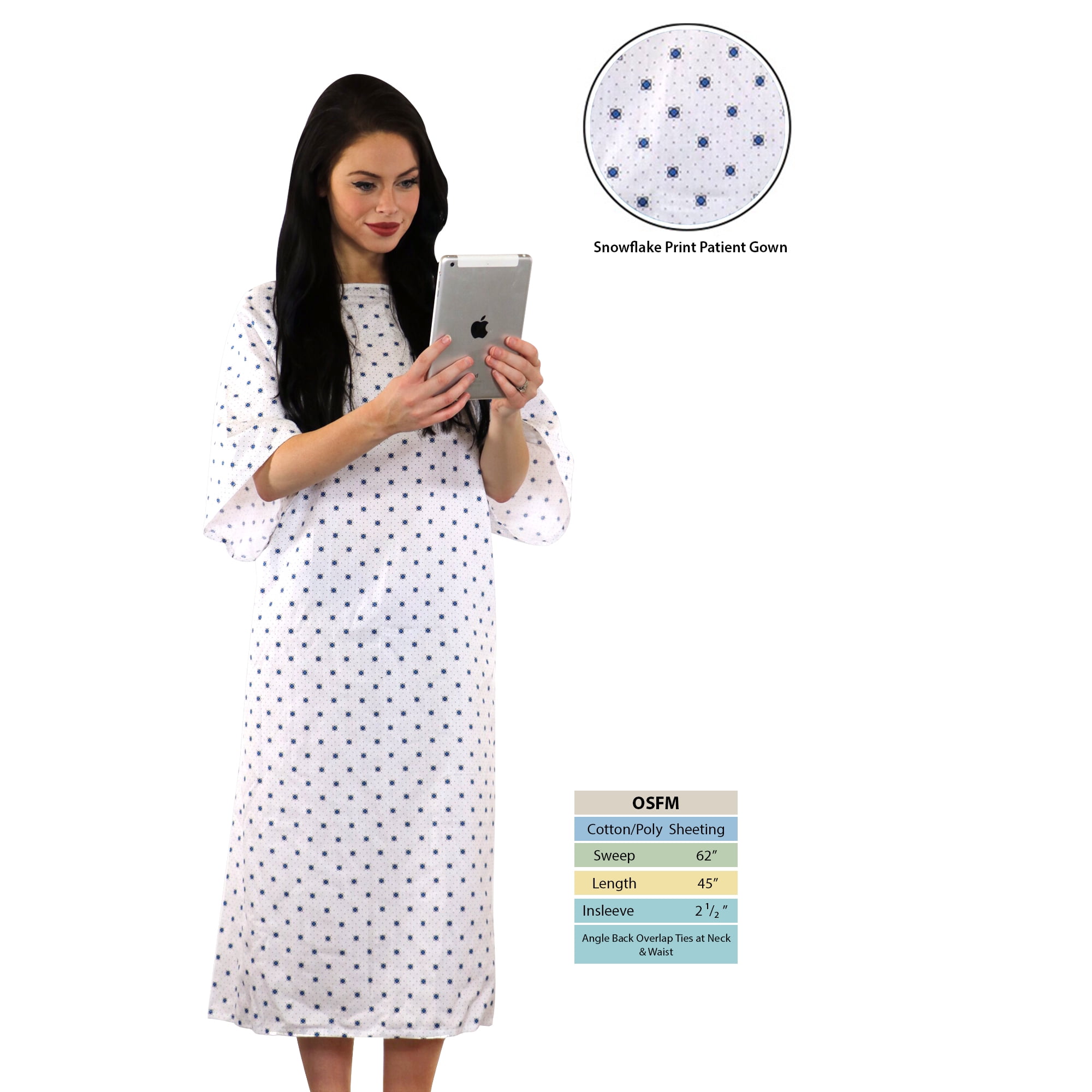 2 Pack - Unisex Hospital Gown with Back Tie - One Size Fits Most (S-XL) -  Walmart.com