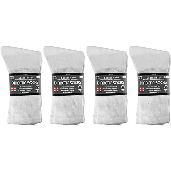 Nobles Health Care Choice Diabetic Crew Socks - 12 Pair 10-13 White