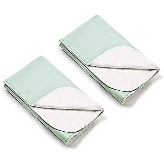 Nobles Washable / Reusable Bedpads Underpads 34 x 52 Heavyweight Soaker 2 Pack Green