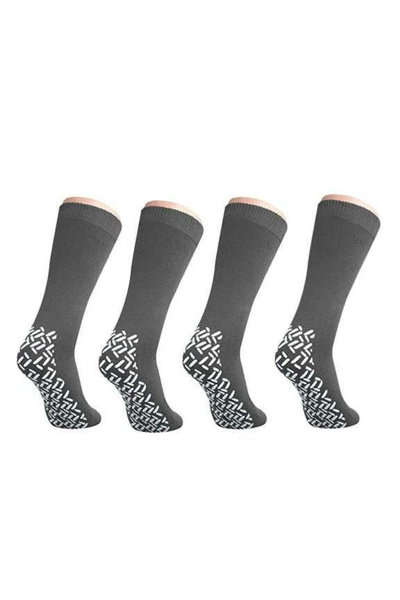 Nobles XXXL Extra Wide Bariatric Non Skid Slipper Socks for Swollen Feet and Edema -XXXL Extra Wide (4 Pairs Gray)