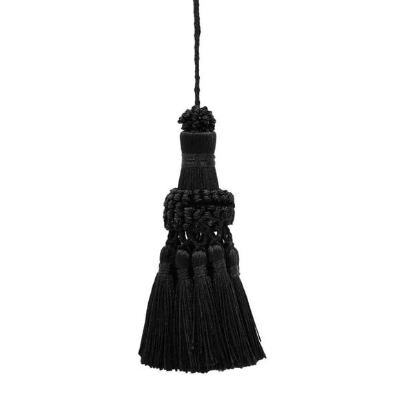 Noblesse Collection Elegant Hand Crafted 4" (10cm) Key Tassel, 3" (7.5cm) Loop # NKT,, Pure Black #K9 (Jet Black) Sold Individually