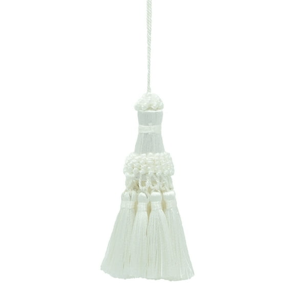 Noblesse Collection Elegant Hand Crafted 4" (10cm) Key Tassel, 3" (7.5cm) Loop # NKT,, Pure White #A1 (Bright White) Sold Individually