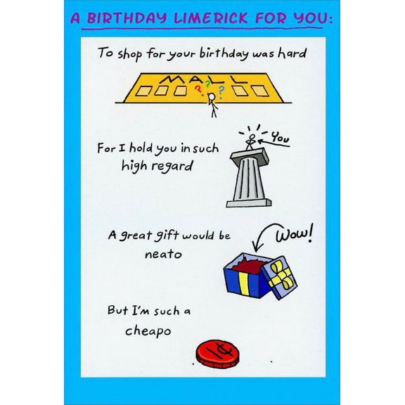 Nobleworks Birthday Limerick Funny / Humorous Birthday Card
